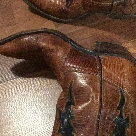 Vintage snakeskin leather cowboy boots high Sz 7.5 M - Picture 10 of 16